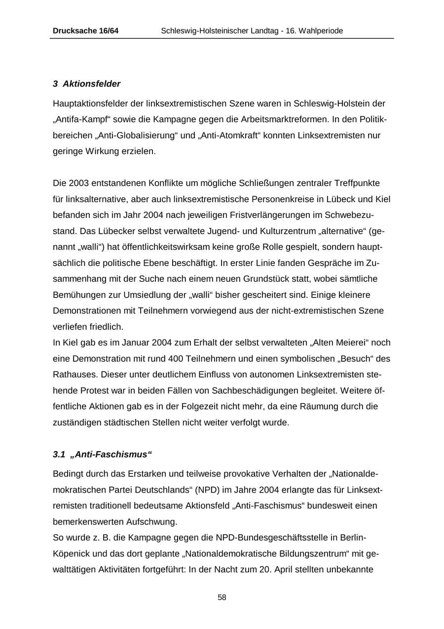 Seite 58 des Verfassungsschutzbericht 2004 Schleswig-Holstein