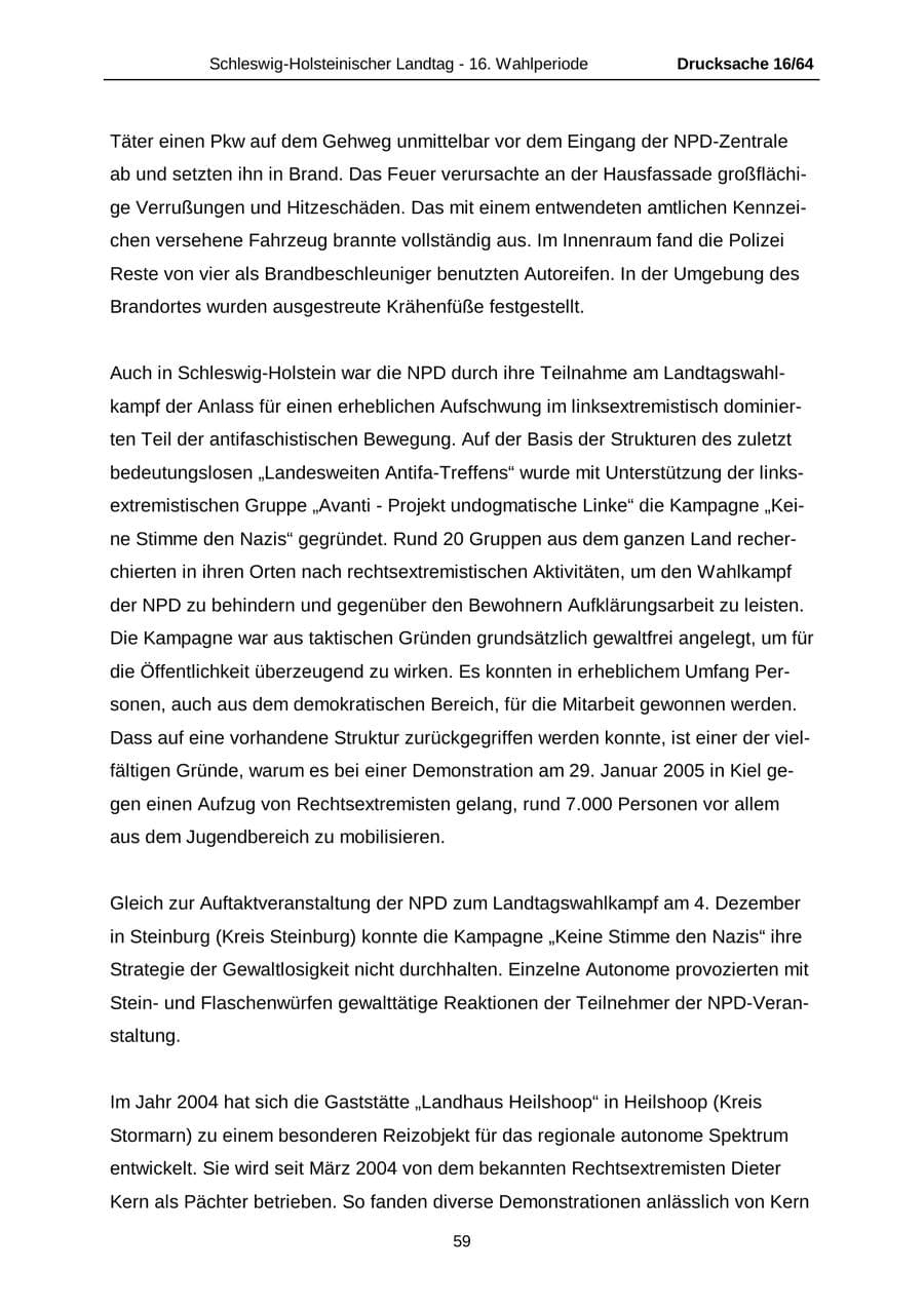 Seite 59 des Verfassungsschutzbericht 2004 Schleswig-Holstein