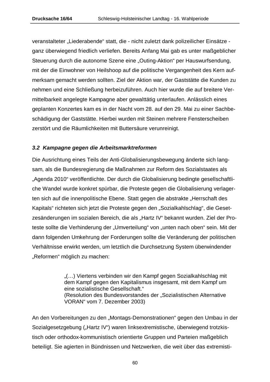 Seite 60 des Verfassungsschutzbericht 2004 Schleswig-Holstein