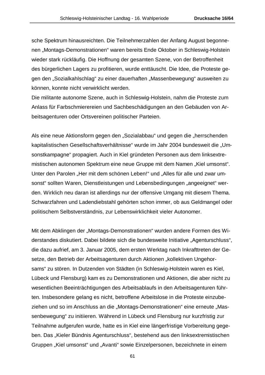 Seite 61 des Verfassungsschutzbericht 2004 Schleswig-Holstein
