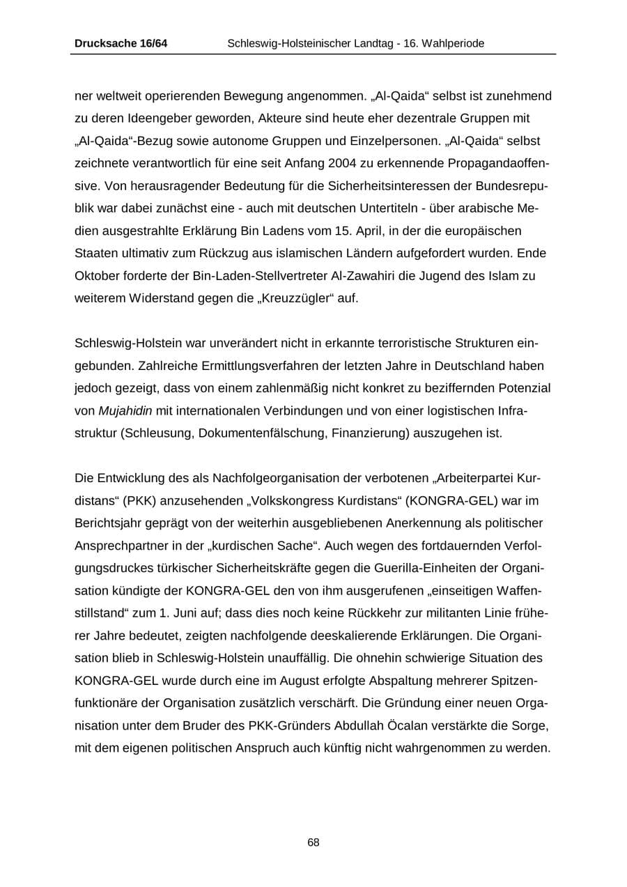 Seite 68 des Verfassungsschutzbericht 2004 Schleswig-Holstein