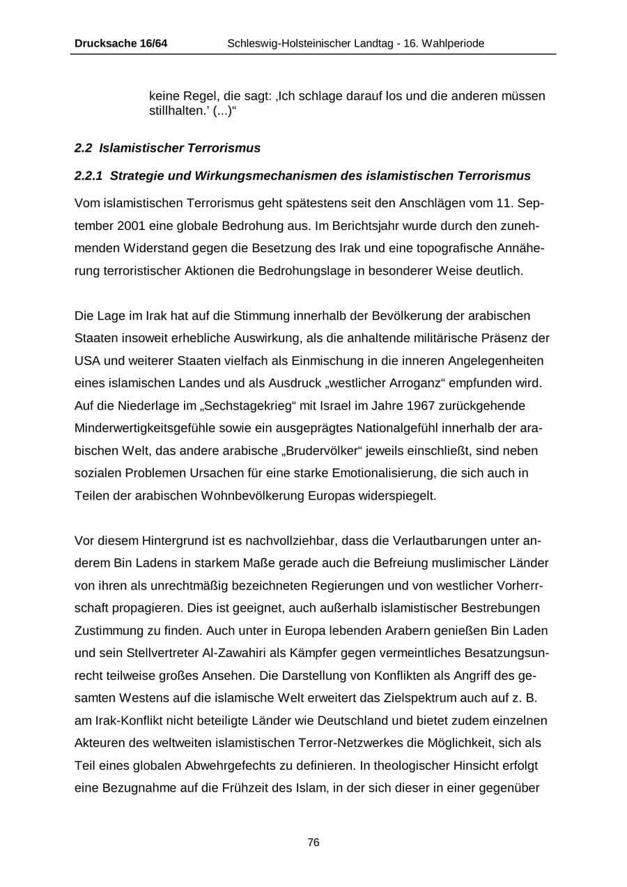 Seite 76 des Verfassungsschutzbericht 2004 Schleswig-Holstein