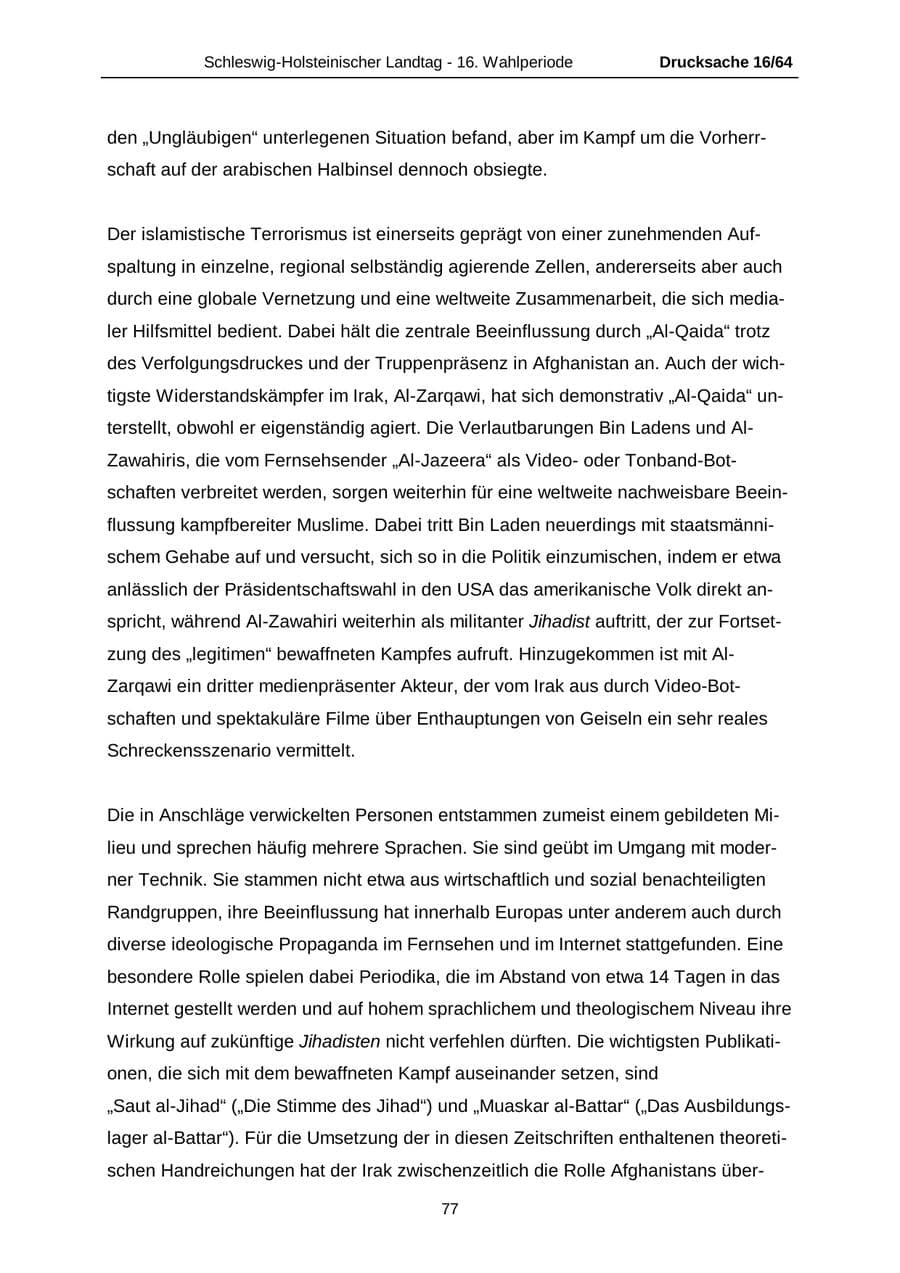 Seite 77 des Verfassungsschutzbericht 2004 Schleswig-Holstein