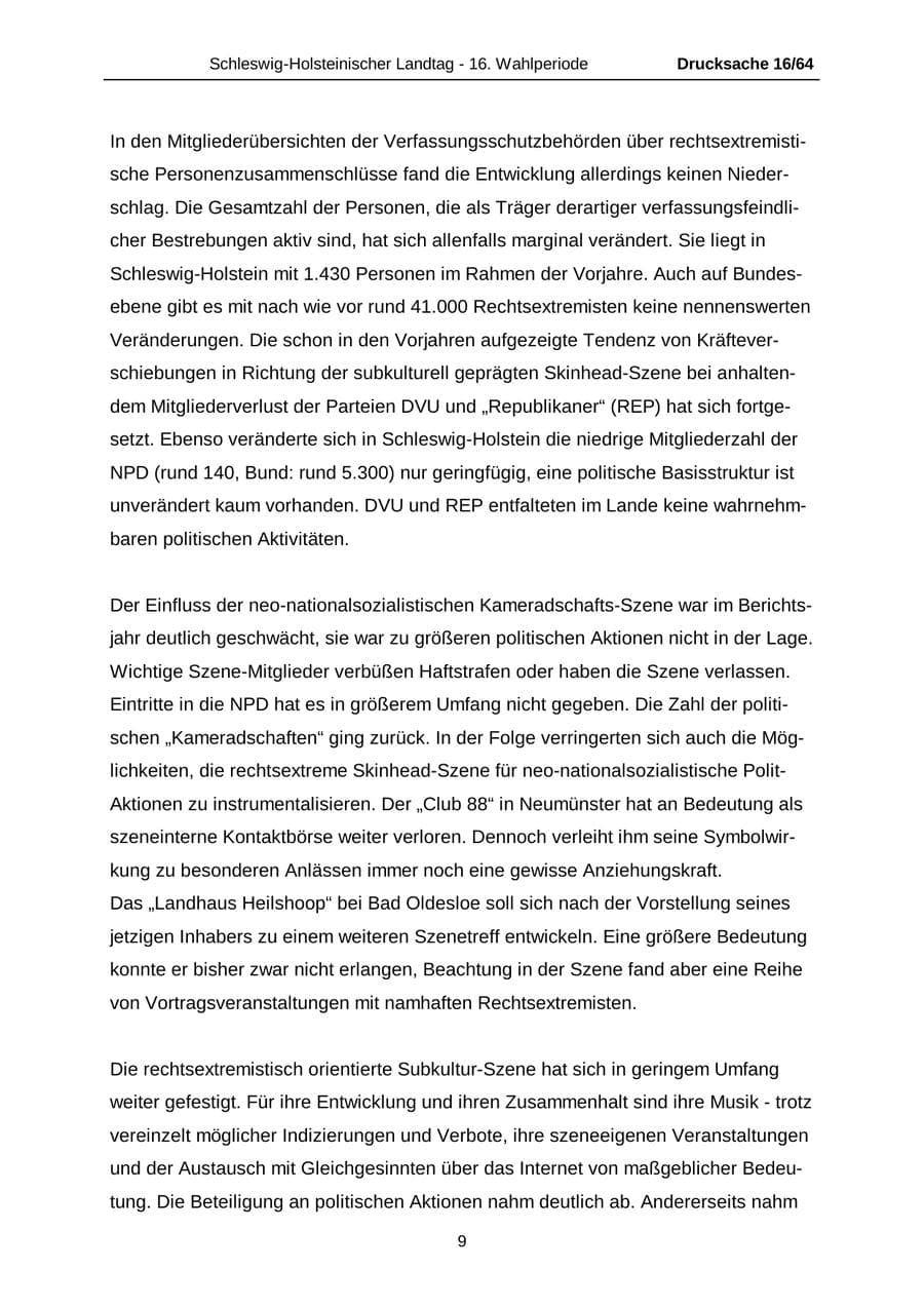 Seite 9 des Verfassungsschutzbericht 2004 Schleswig-Holstein