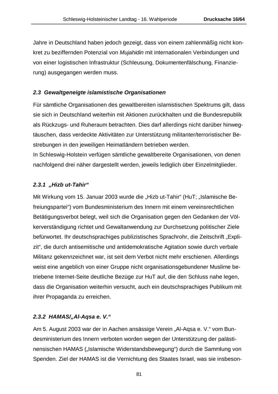 Seite 81 des Verfassungsschutzbericht 2004 Schleswig-Holstein