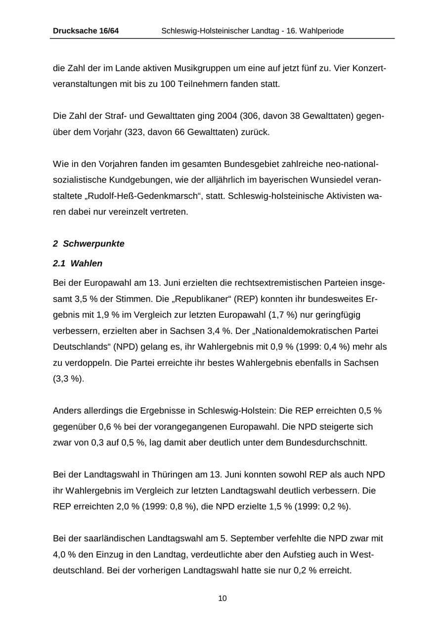 Seite 10 des Verfassungsschutzbericht 2004 Schleswig-Holstein