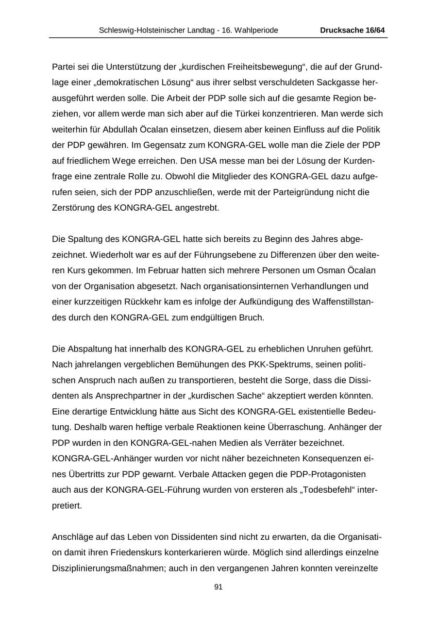 Seite 91 des Verfassungsschutzbericht 2004 Schleswig-Holstein