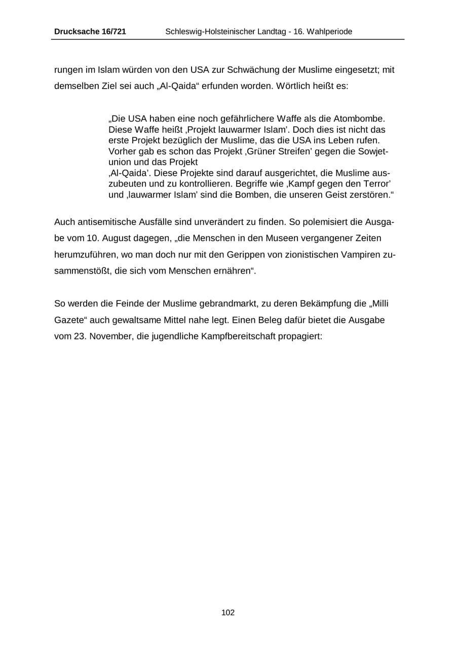 Seite 102 des Verfassungsschutzbericht 2005 Schleswig-Holstein