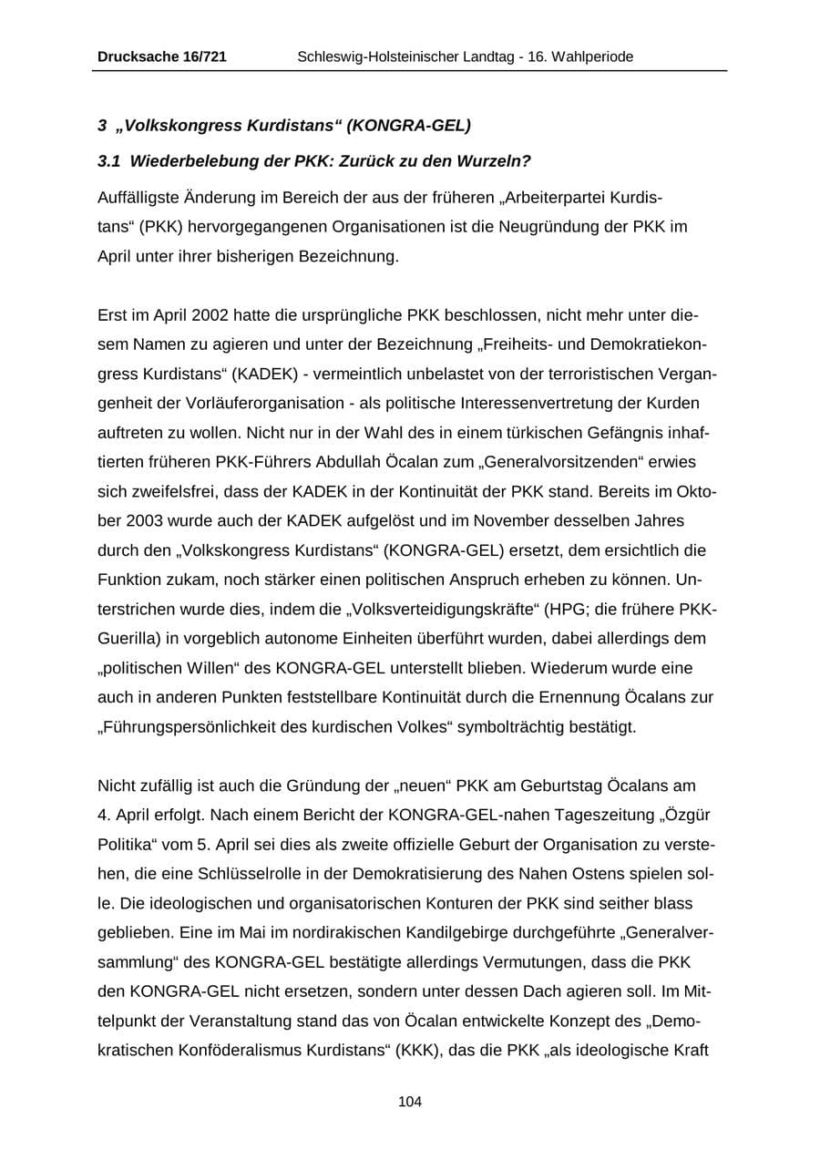 Seite 104 des Verfassungsschutzbericht 2005 Schleswig-Holstein