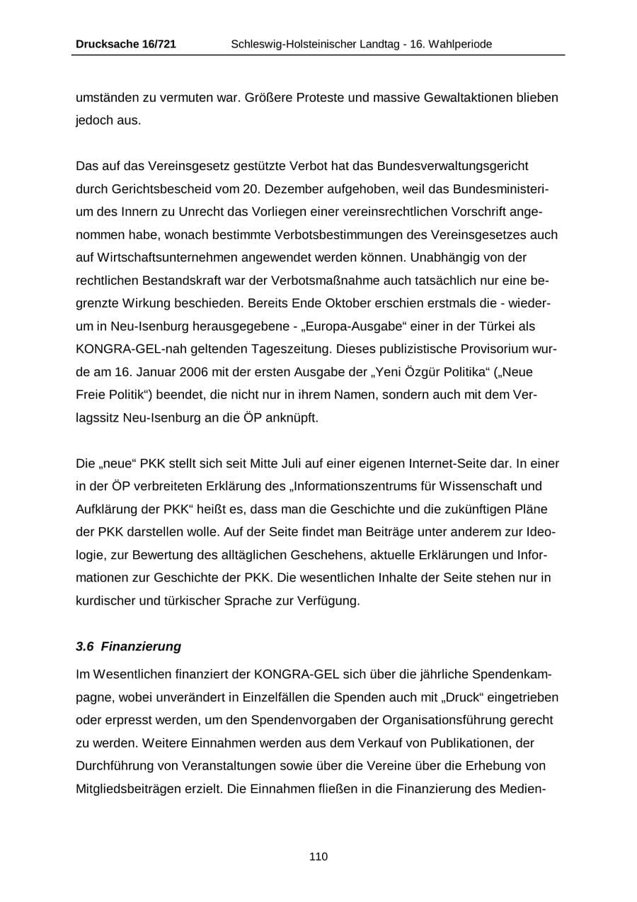 Seite 110 des Verfassungsschutzbericht 2005 Schleswig-Holstein