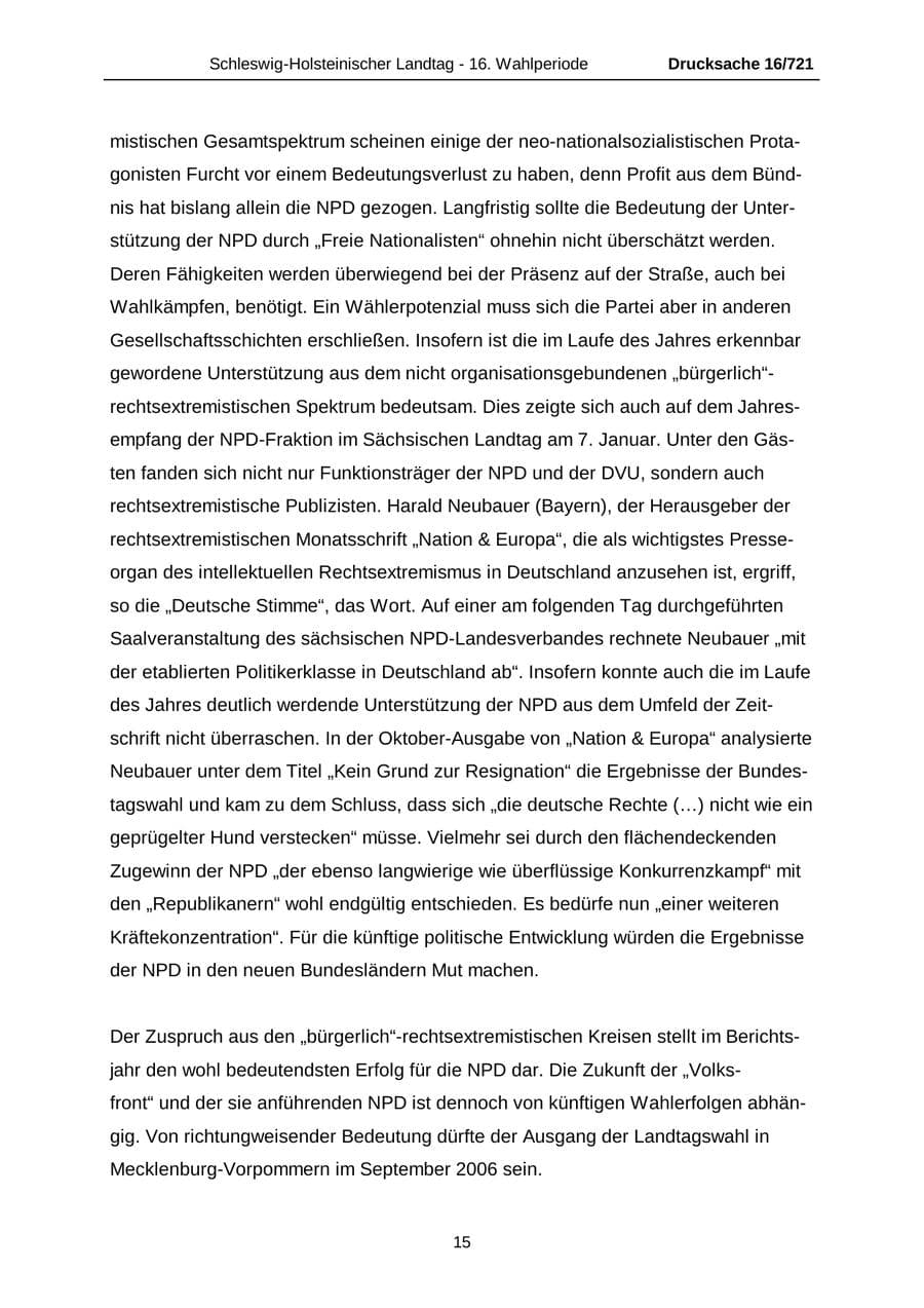 Seite 15 des Verfassungsschutzbericht 2005 Schleswig-Holstein