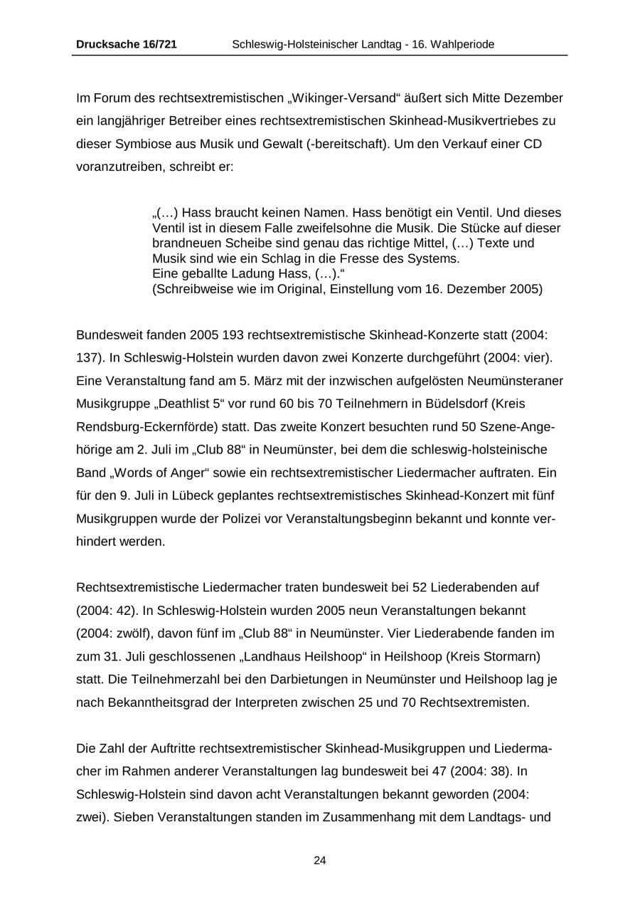 Seite 24 des Verfassungsschutzbericht 2005 Schleswig-Holstein