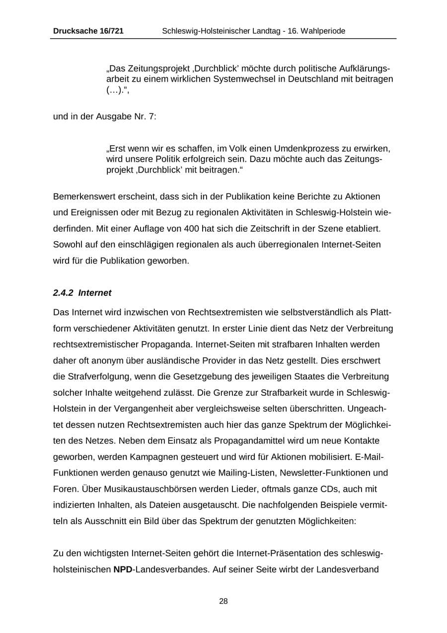 Seite 28 des Verfassungsschutzbericht 2005 Schleswig-Holstein