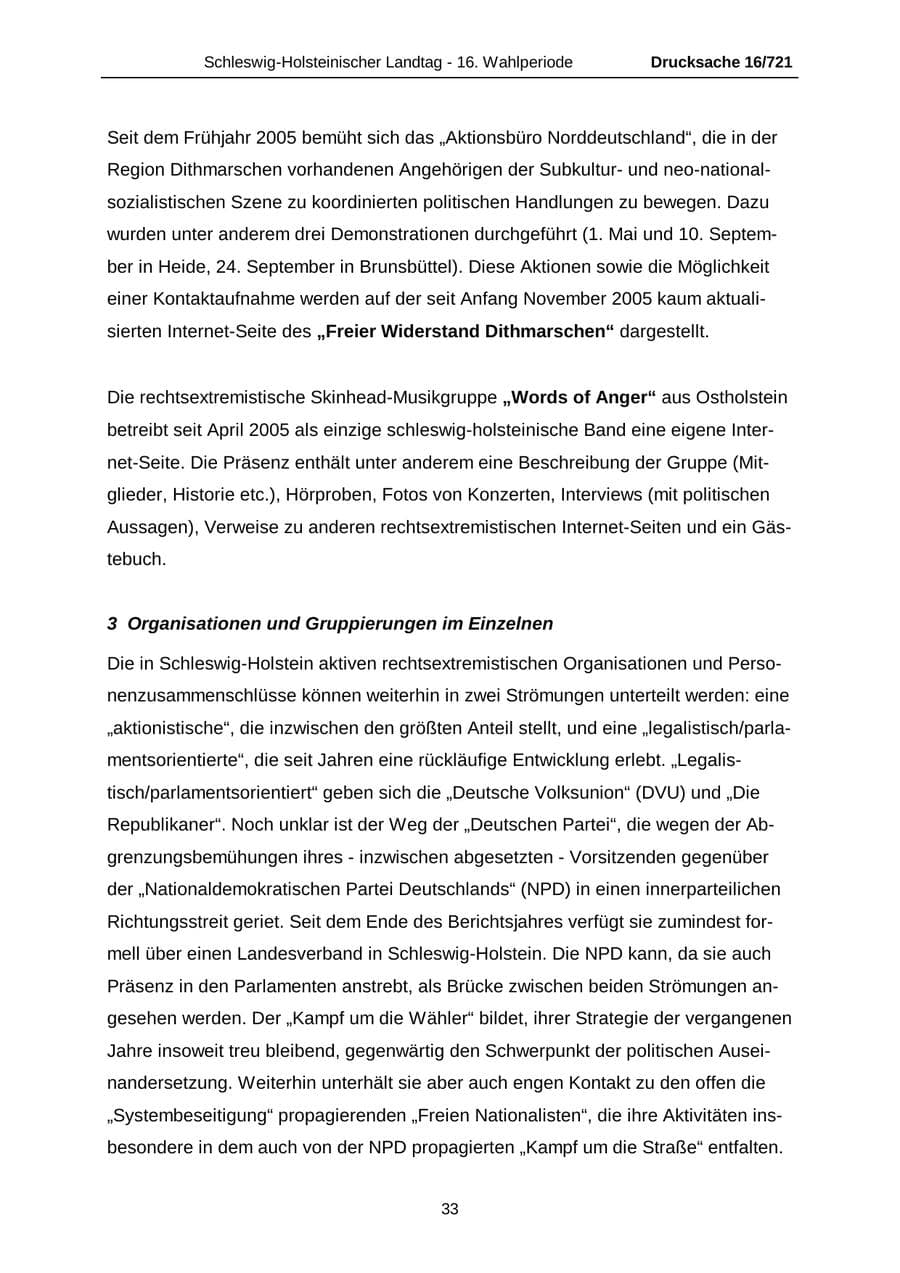 Seite 33 des Verfassungsschutzbericht 2005 Schleswig-Holstein