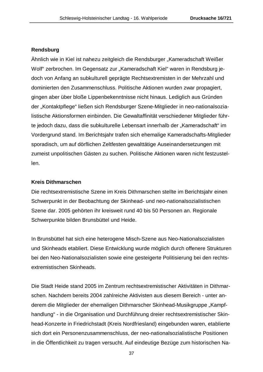 Seite 37 des Verfassungsschutzbericht 2005 Schleswig-Holstein