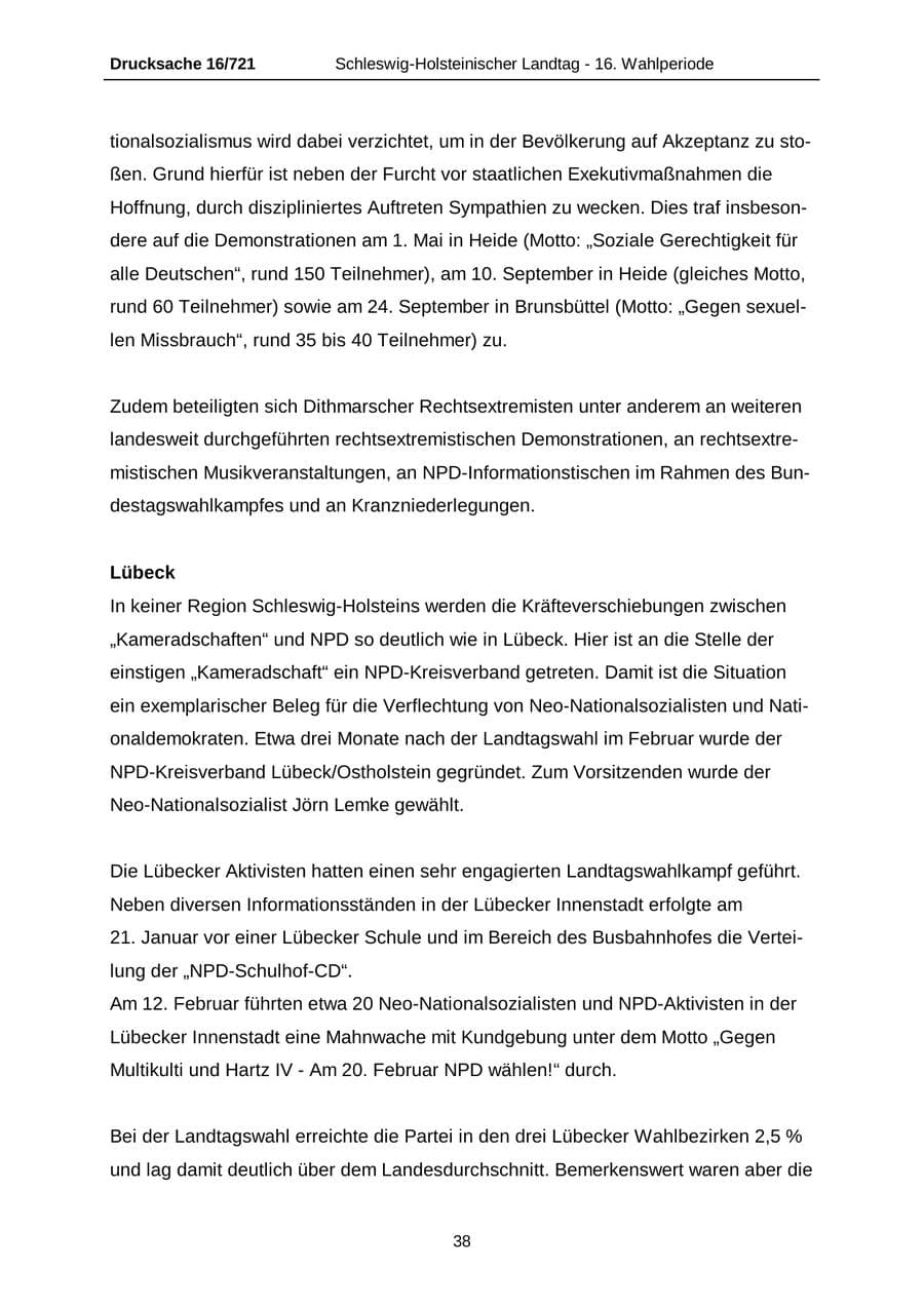 Seite 38 des Verfassungsschutzbericht 2005 Schleswig-Holstein