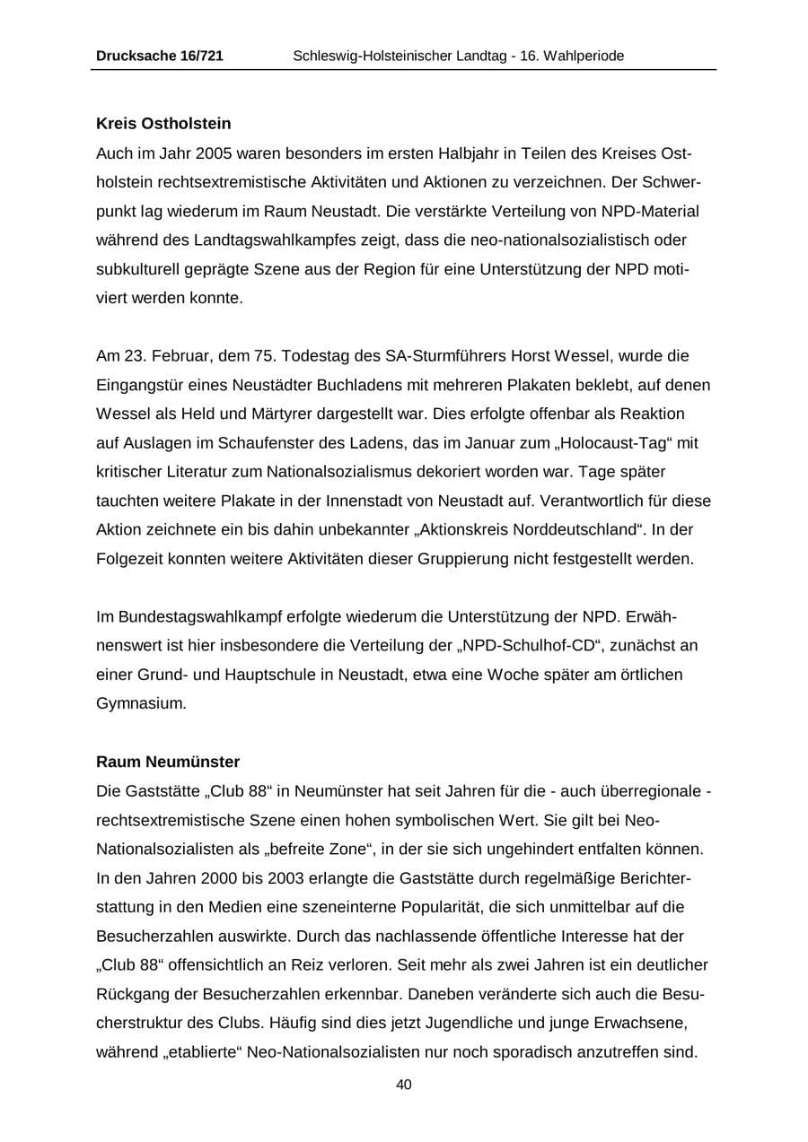 Seite 40 des Verfassungsschutzbericht 2005 Schleswig-Holstein