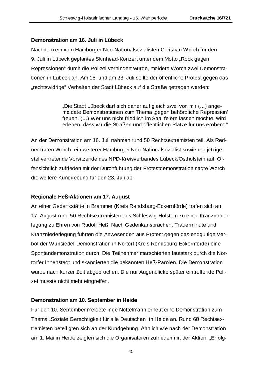 Seite 45 des Verfassungsschutzbericht 2005 Schleswig-Holstein