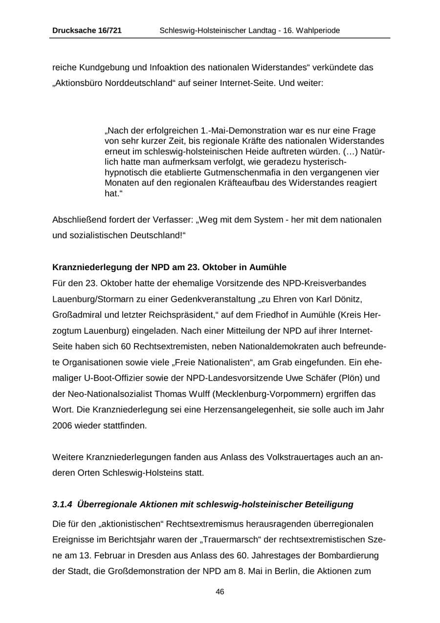 Seite 46 des Verfassungsschutzbericht 2005 Schleswig-Holstein