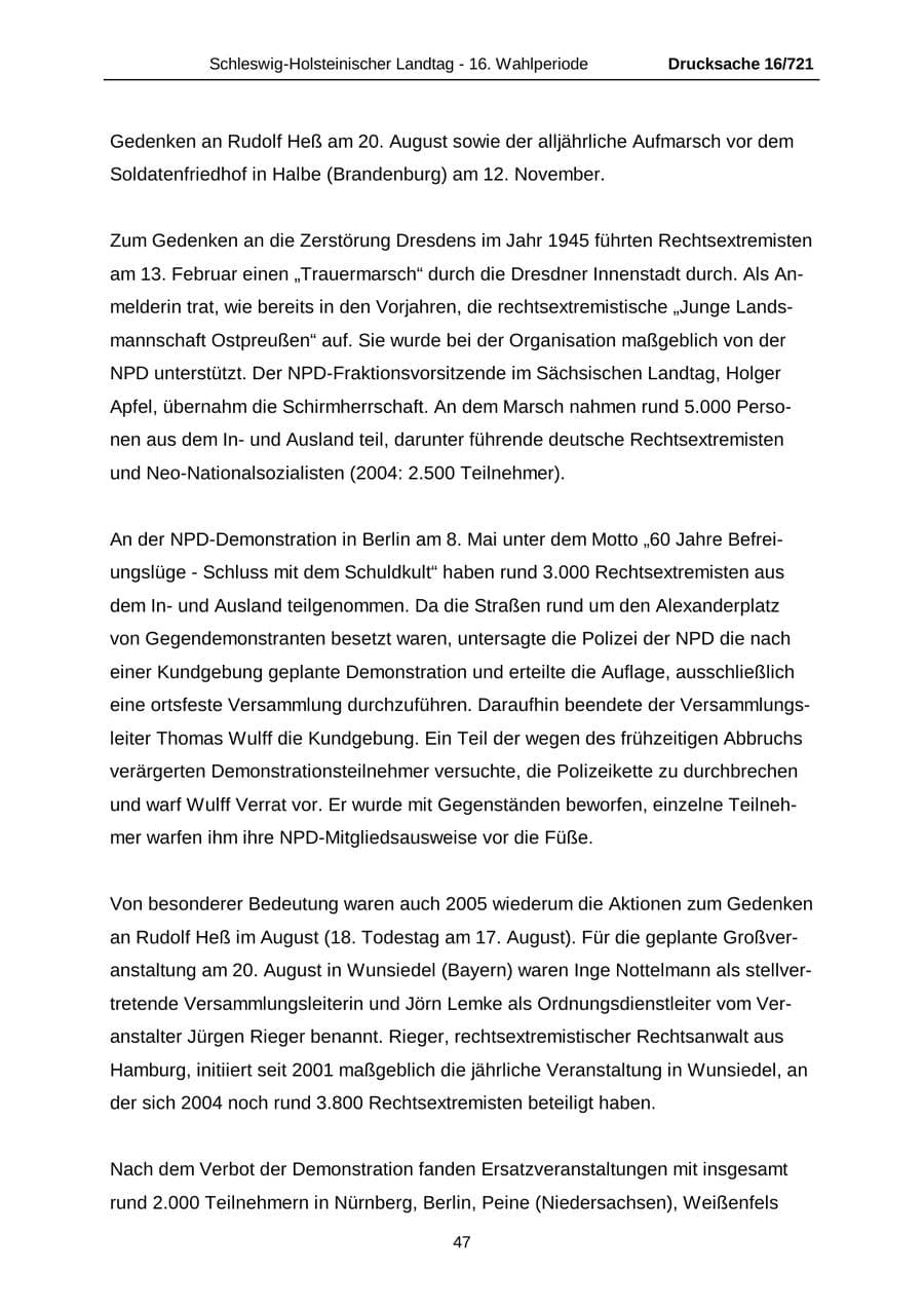 Seite 47 des Verfassungsschutzbericht 2005 Schleswig-Holstein