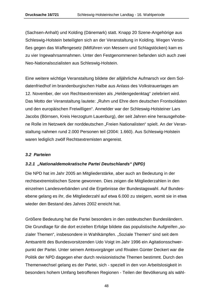 Seite 48 des Verfassungsschutzbericht 2005 Schleswig-Holstein