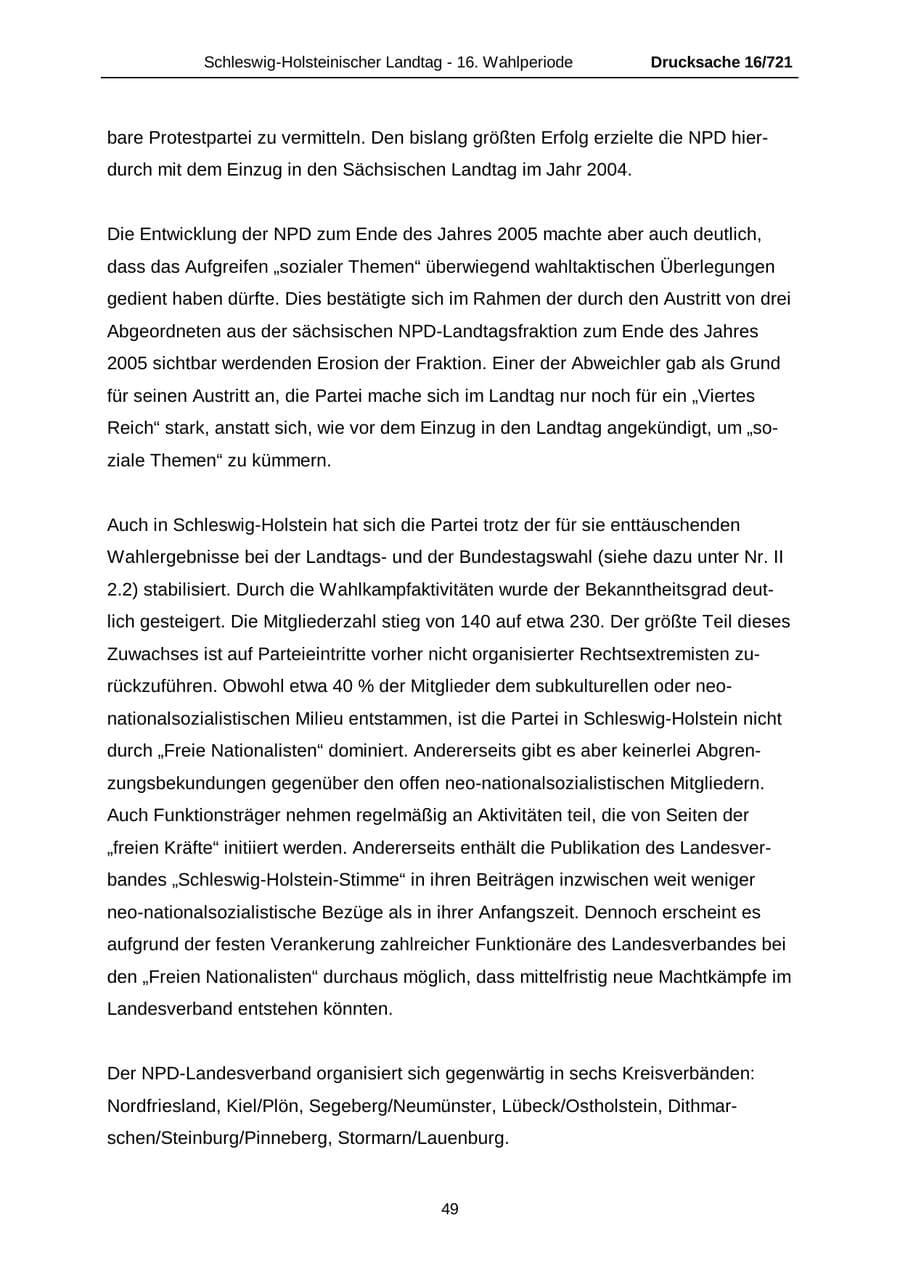 Seite 49 des Verfassungsschutzbericht 2005 Schleswig-Holstein