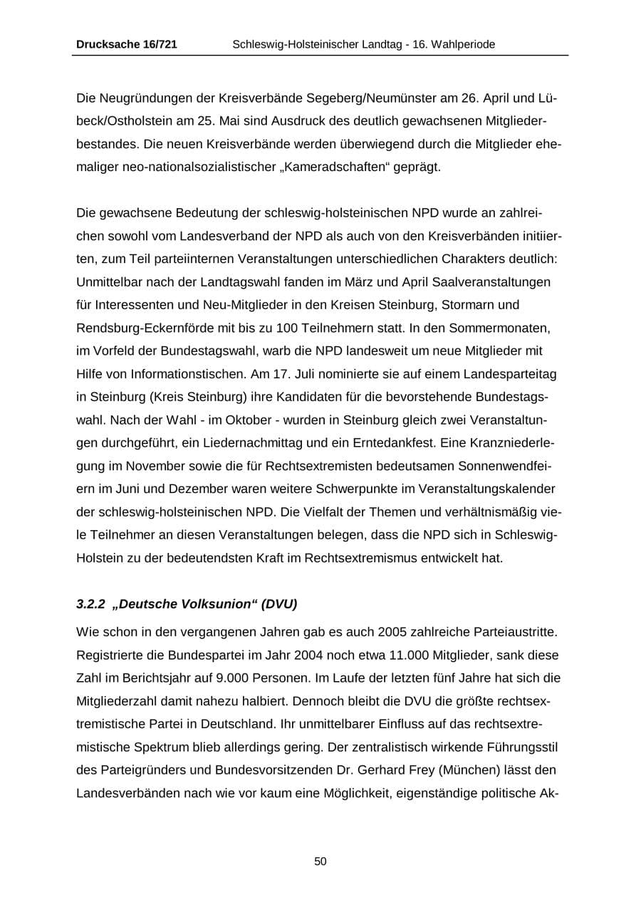 Seite 50 des Verfassungsschutzbericht 2005 Schleswig-Holstein