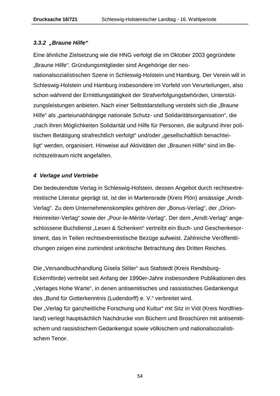 Seite 54 des Verfassungsschutzbericht 2005 Schleswig-Holstein