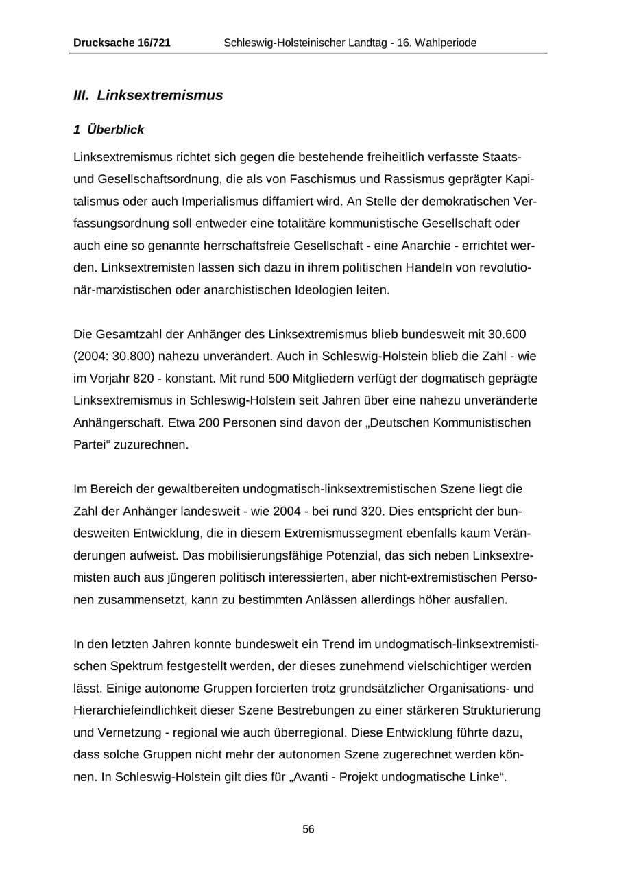 Seite 56 des Verfassungsschutzbericht 2005 Schleswig-Holstein