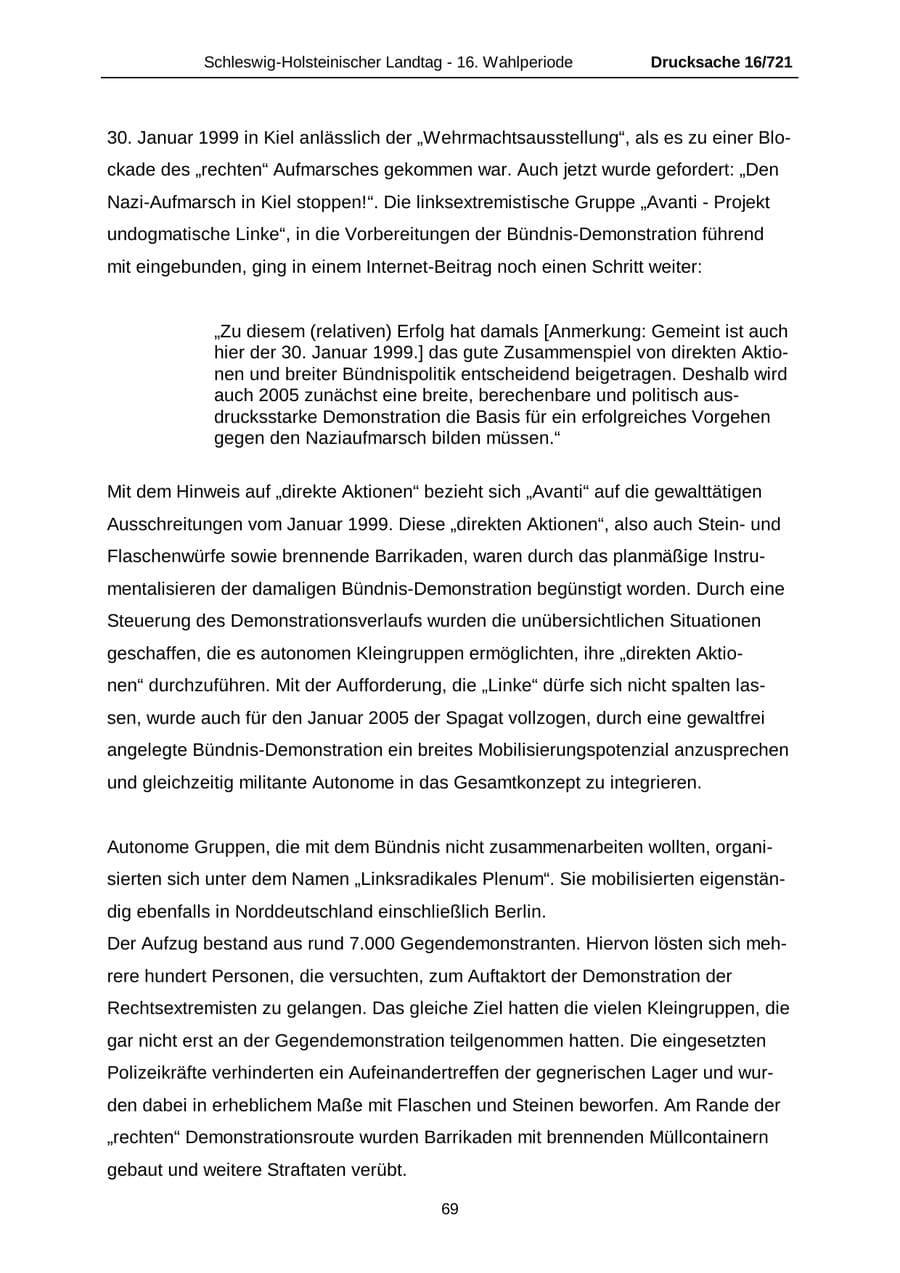 Seite 69 des Verfassungsschutzbericht 2005 Schleswig-Holstein