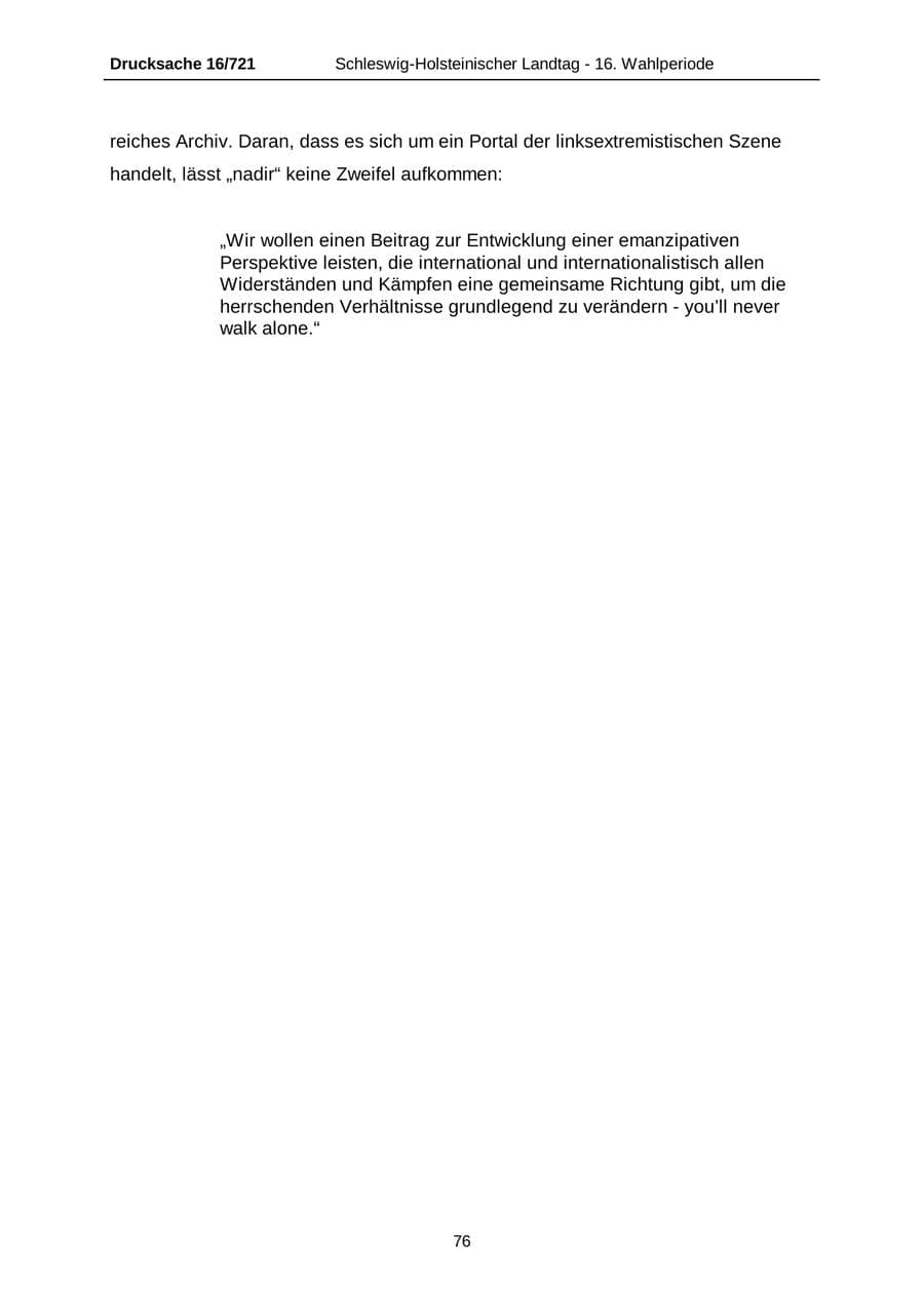 Seite 76 des Verfassungsschutzbericht 2005 Schleswig-Holstein