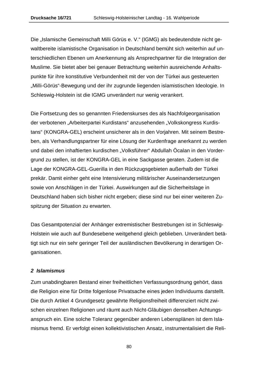 Seite 80 des Verfassungsschutzbericht 2005 Schleswig-Holstein