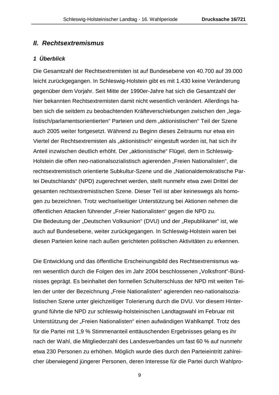 Seite 9 des Verfassungsschutzbericht 2005 Schleswig-Holstein
