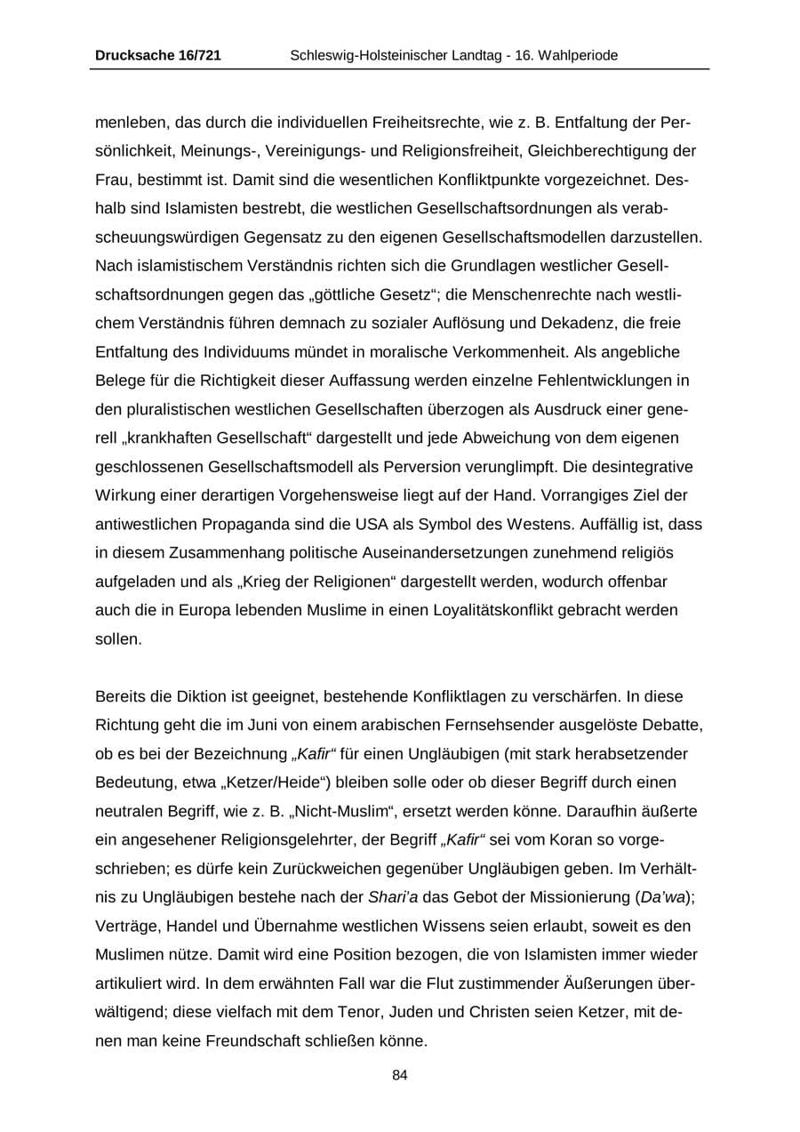 Seite 84 des Verfassungsschutzbericht 2005 Schleswig-Holstein