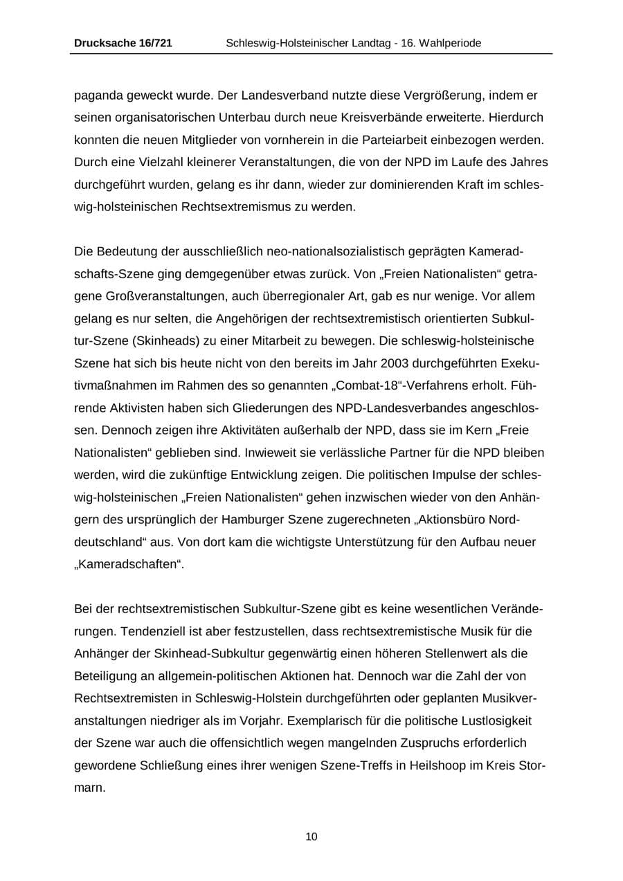 Seite 10 des Verfassungsschutzbericht 2005 Schleswig-Holstein