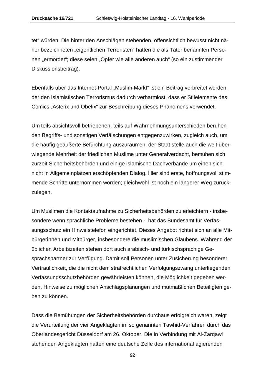 Seite 92 des Verfassungsschutzbericht 2005 Schleswig-Holstein