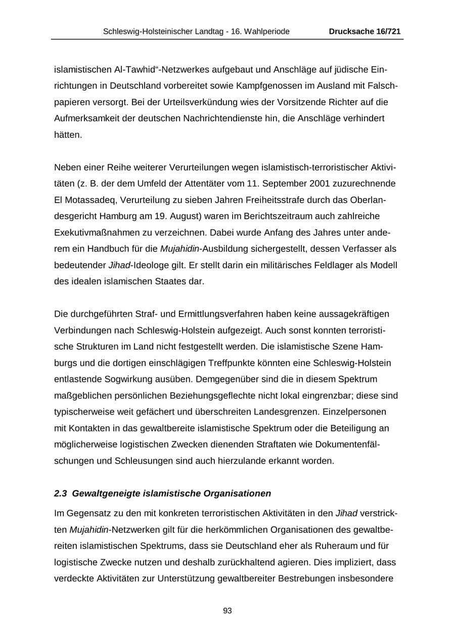 Seite 93 des Verfassungsschutzbericht 2005 Schleswig-Holstein