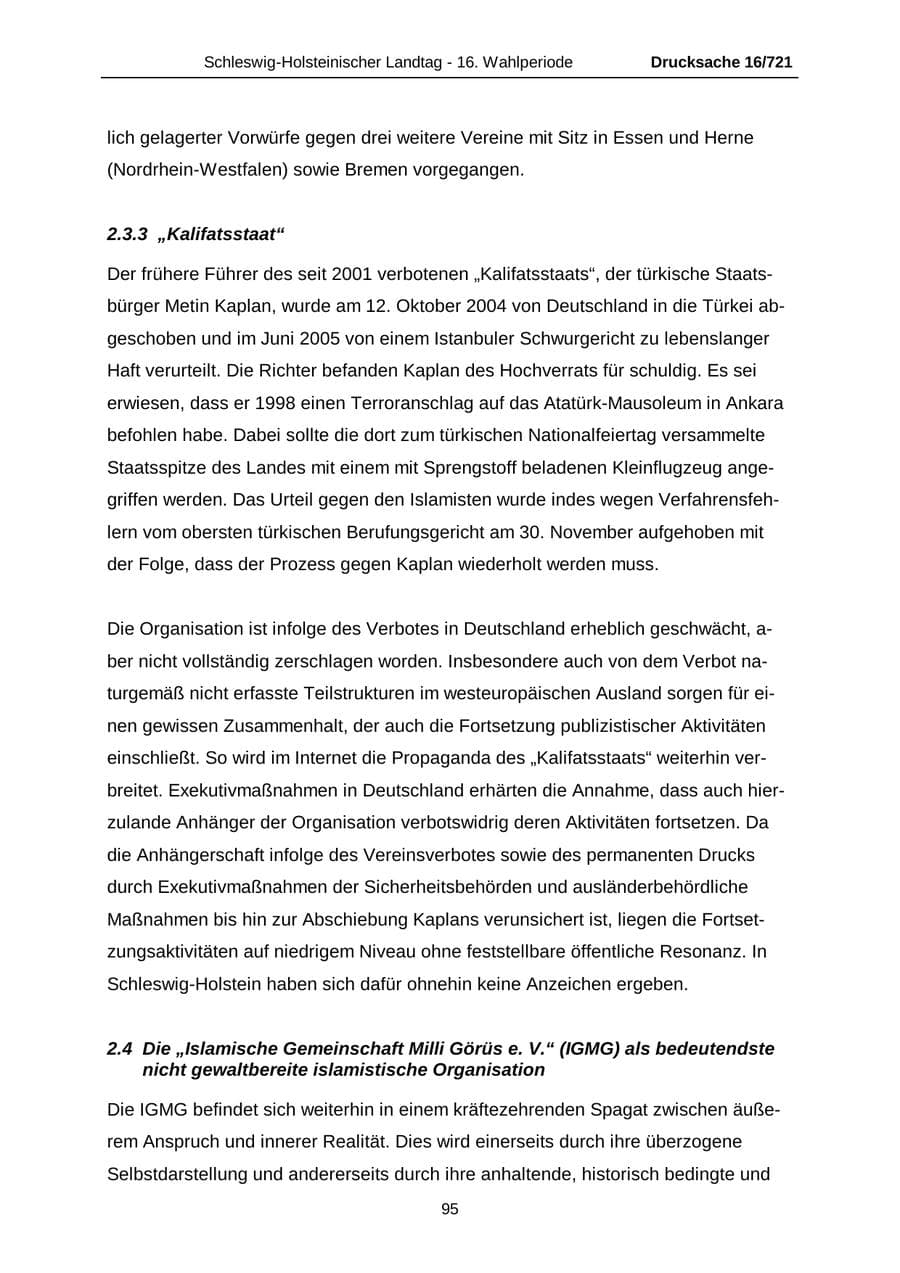 Seite 95 des Verfassungsschutzbericht 2005 Schleswig-Holstein