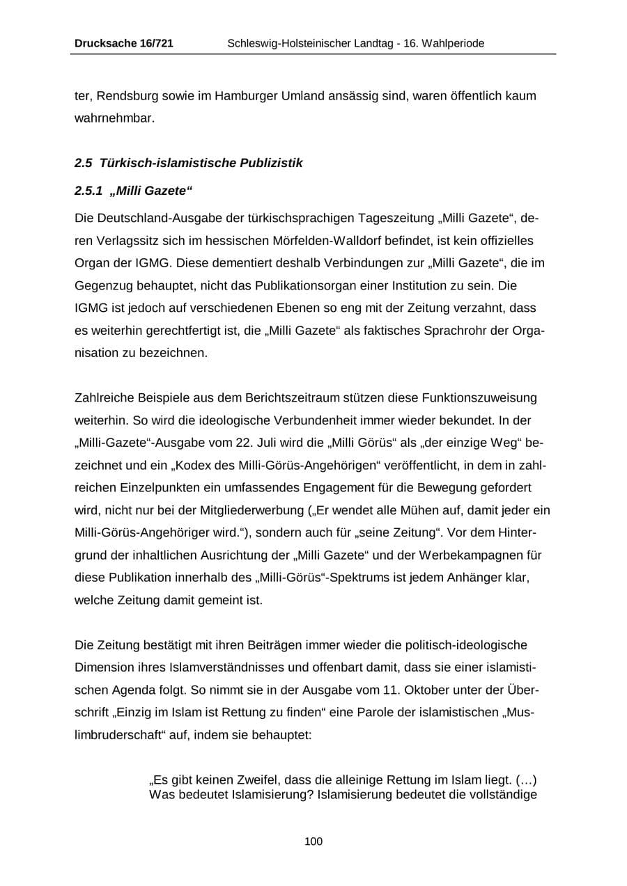 Seite 100 des Verfassungsschutzbericht 2005 Schleswig-Holstein