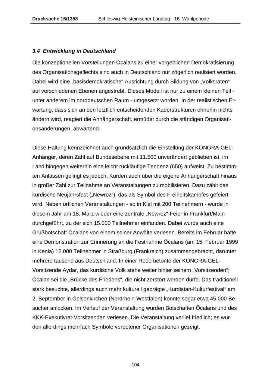 Seite 104 des Verfassungsschutzbericht 2006 Schleswig-Holstein