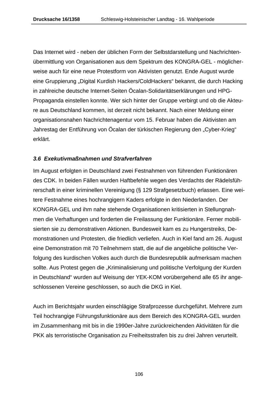 Seite 106 des Verfassungsschutzbericht 2006 Schleswig-Holstein