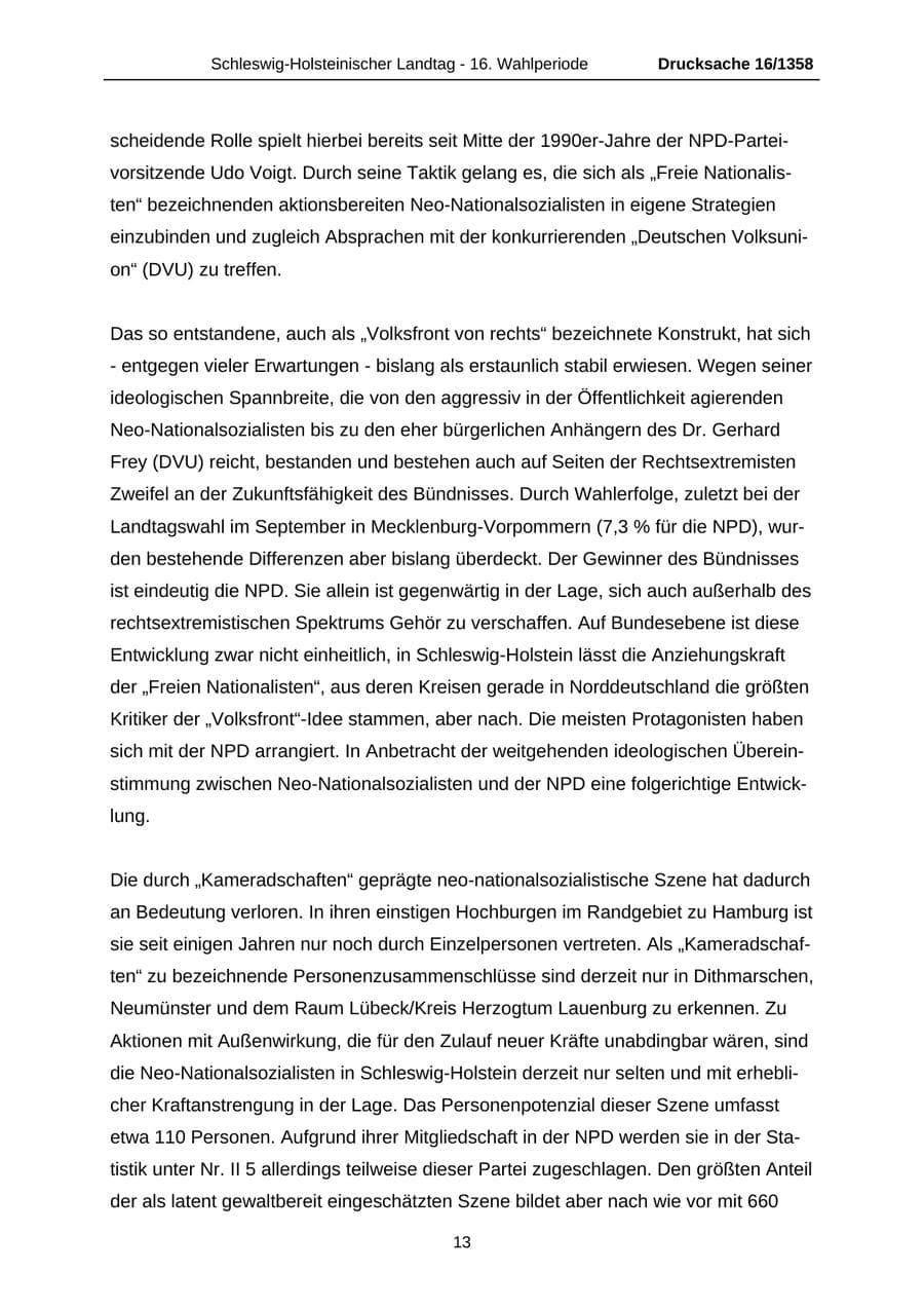 Seite 13 des Verfassungsschutzbericht 2006 Schleswig-Holstein