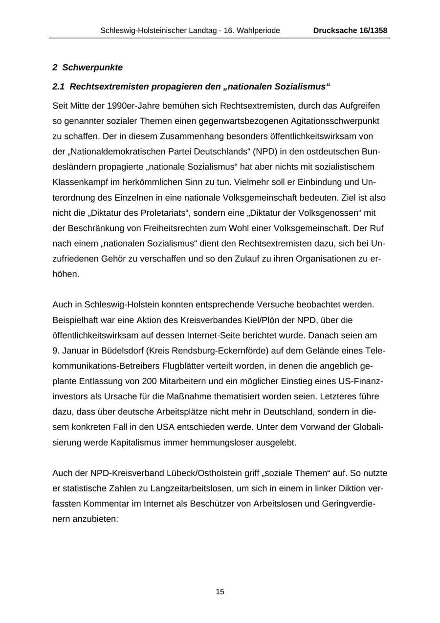 Seite 15 des Verfassungsschutzbericht 2006 Schleswig-Holstein
