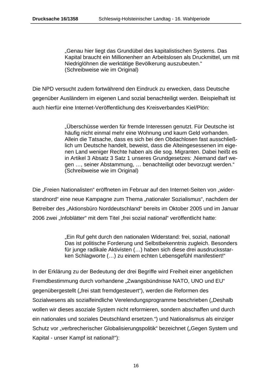 Seite 16 des Verfassungsschutzbericht 2006 Schleswig-Holstein