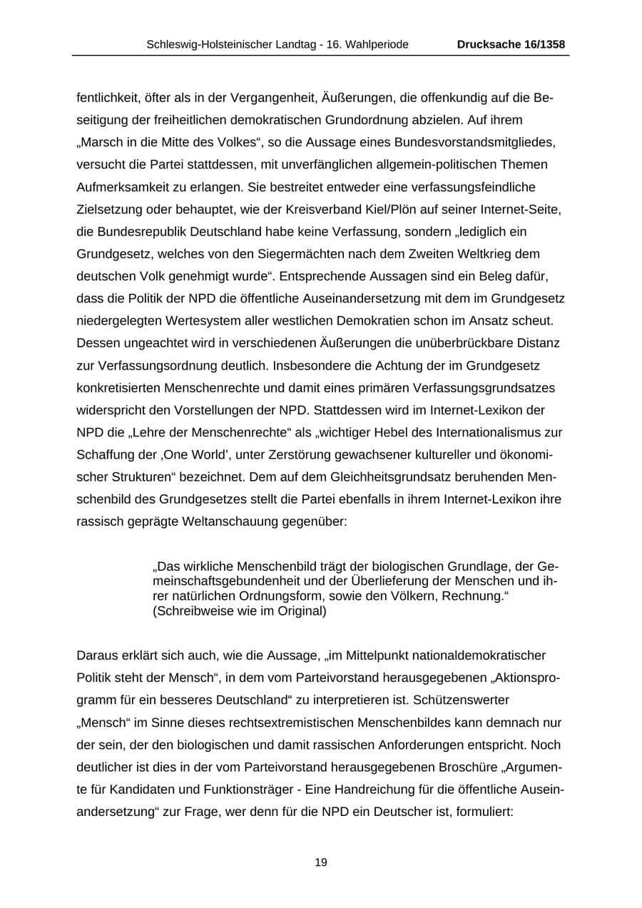 Seite 19 des Verfassungsschutzbericht 2006 Schleswig-Holstein