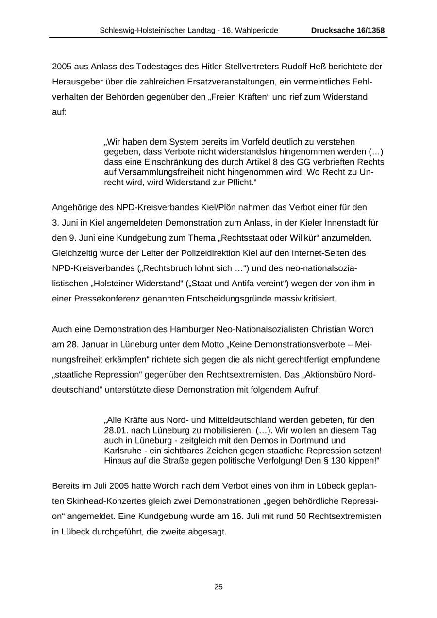 Seite 25 des Verfassungsschutzbericht 2006 Schleswig-Holstein
