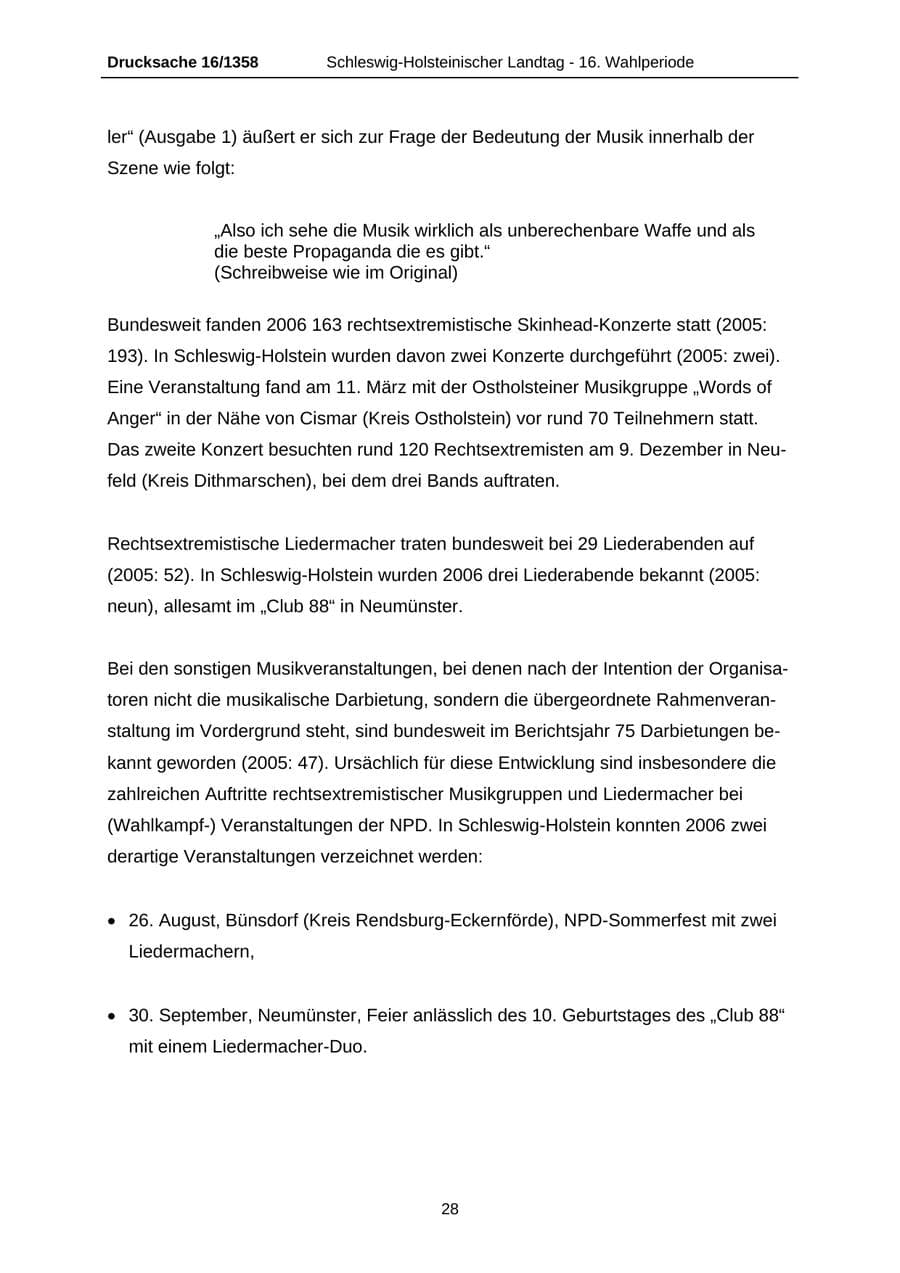 Seite 28 des Verfassungsschutzbericht 2006 Schleswig-Holstein
