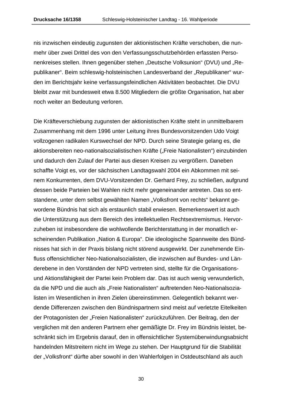 Seite 30 des Verfassungsschutzbericht 2006 Schleswig-Holstein