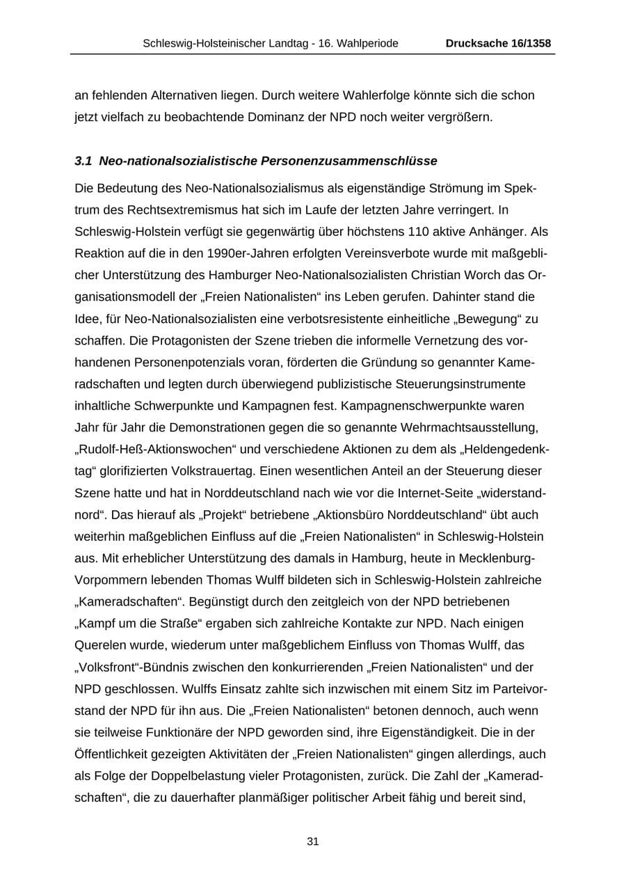 Seite 31 des Verfassungsschutzbericht 2006 Schleswig-Holstein