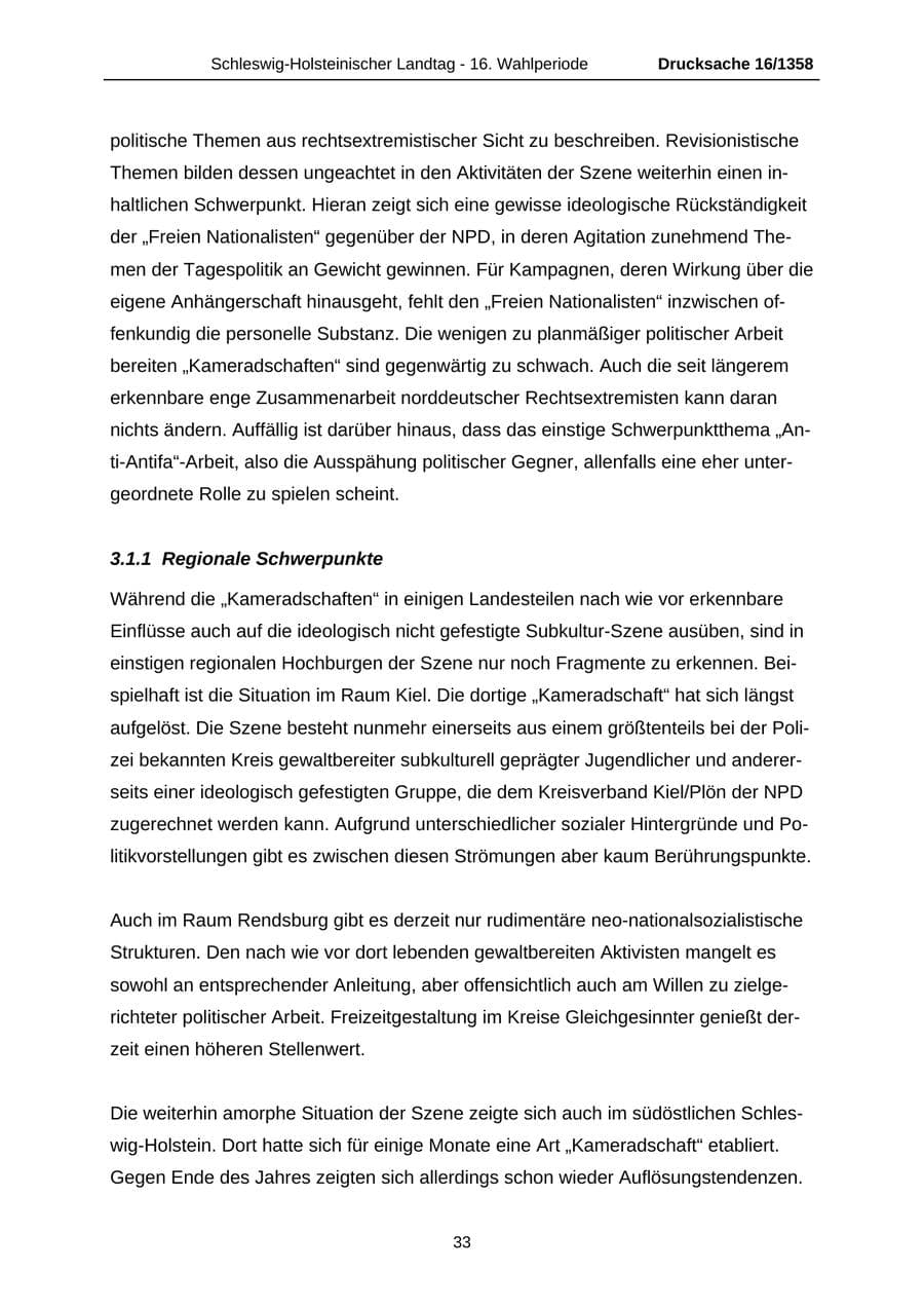 Seite 33 des Verfassungsschutzbericht 2006 Schleswig-Holstein